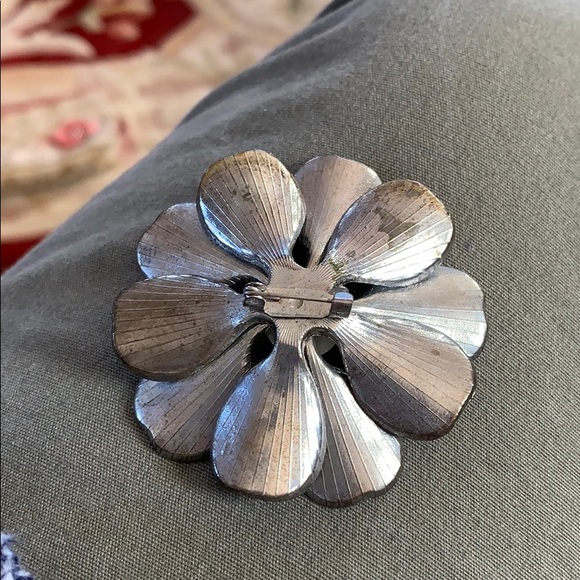 1950’s Vintage Turquoise enameled Flower pin 3” - Picture 3 of 4